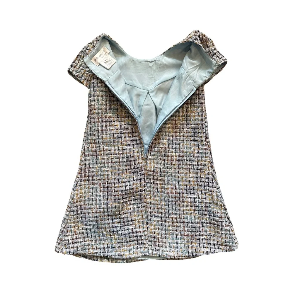 Little Angels Blue Bouclé Tweed Party Dress Girls Size 4‎